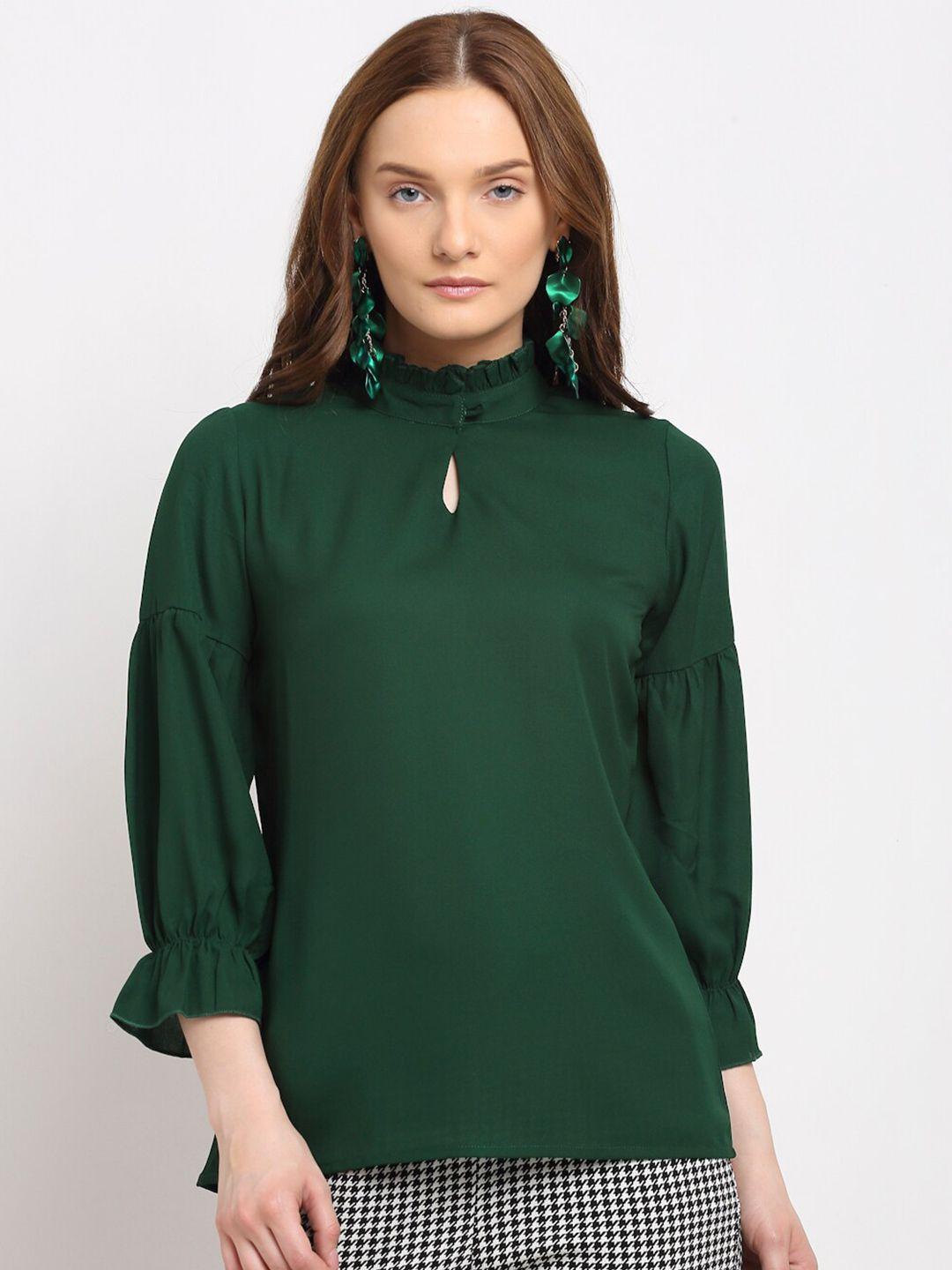 la zoire green keyhole neck georgette top