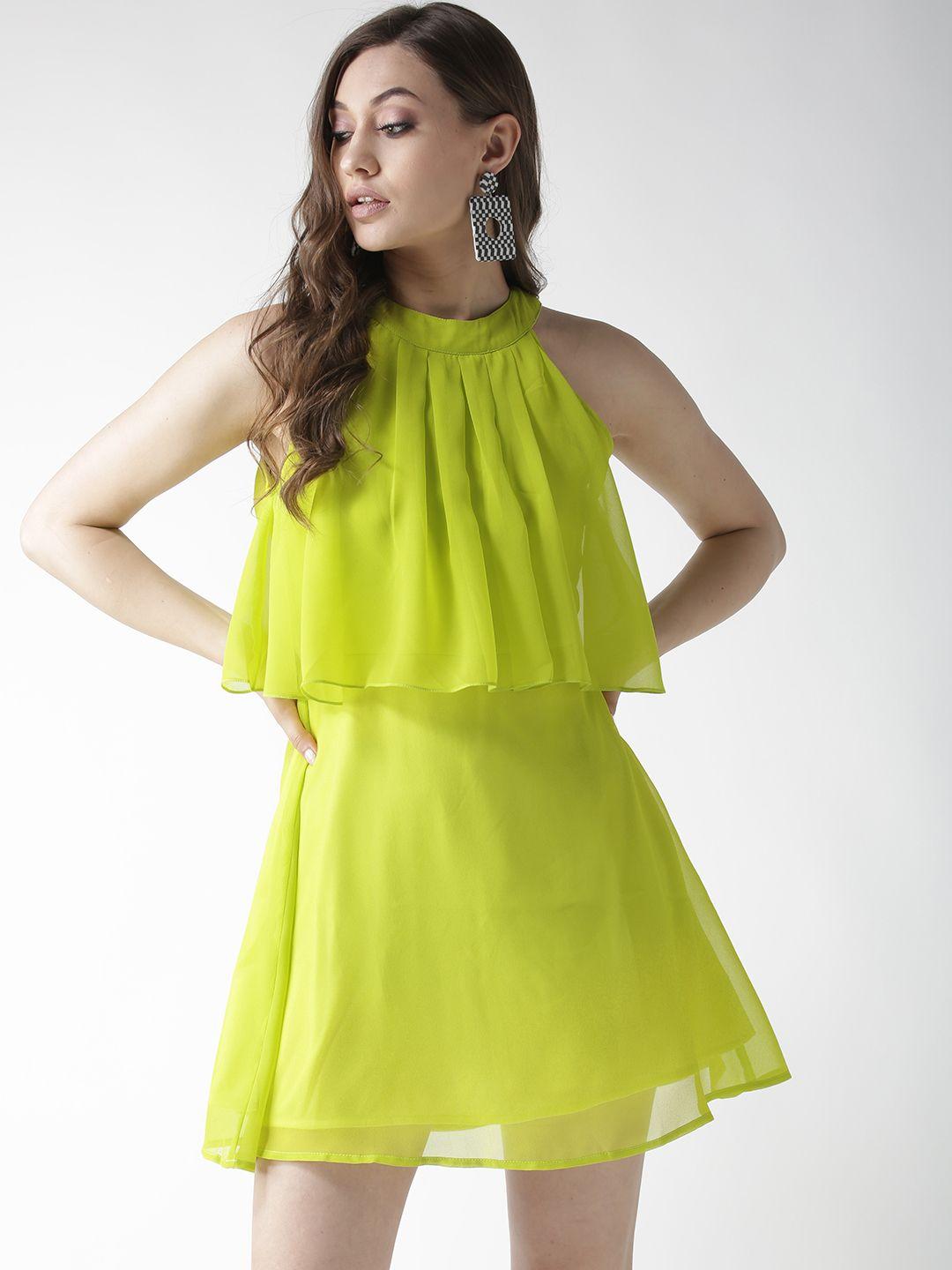 la zoire lime green mini a-line dress