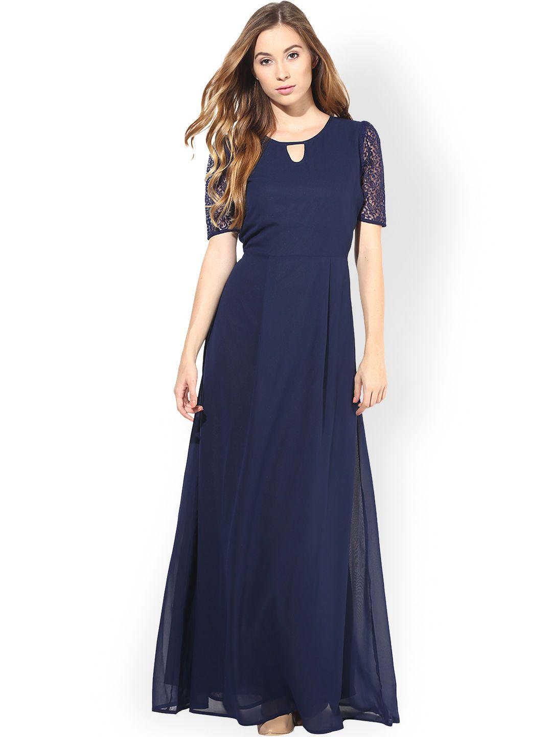 la zoire navy lace maxi dress