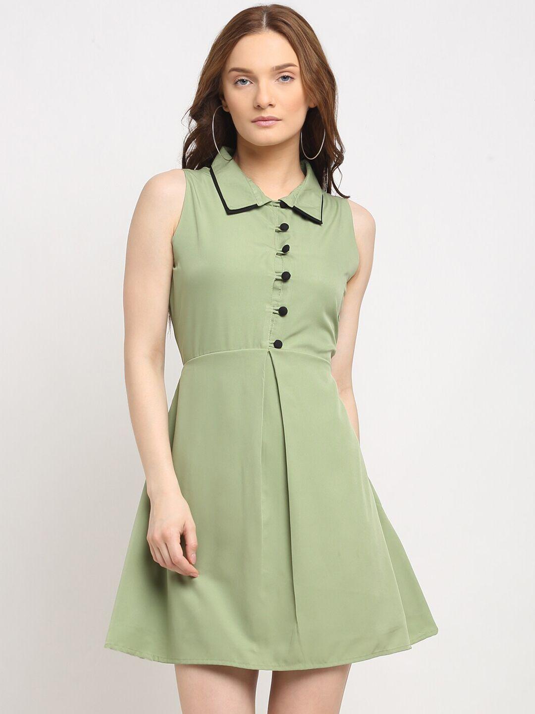 la zoire olive green crepe dress