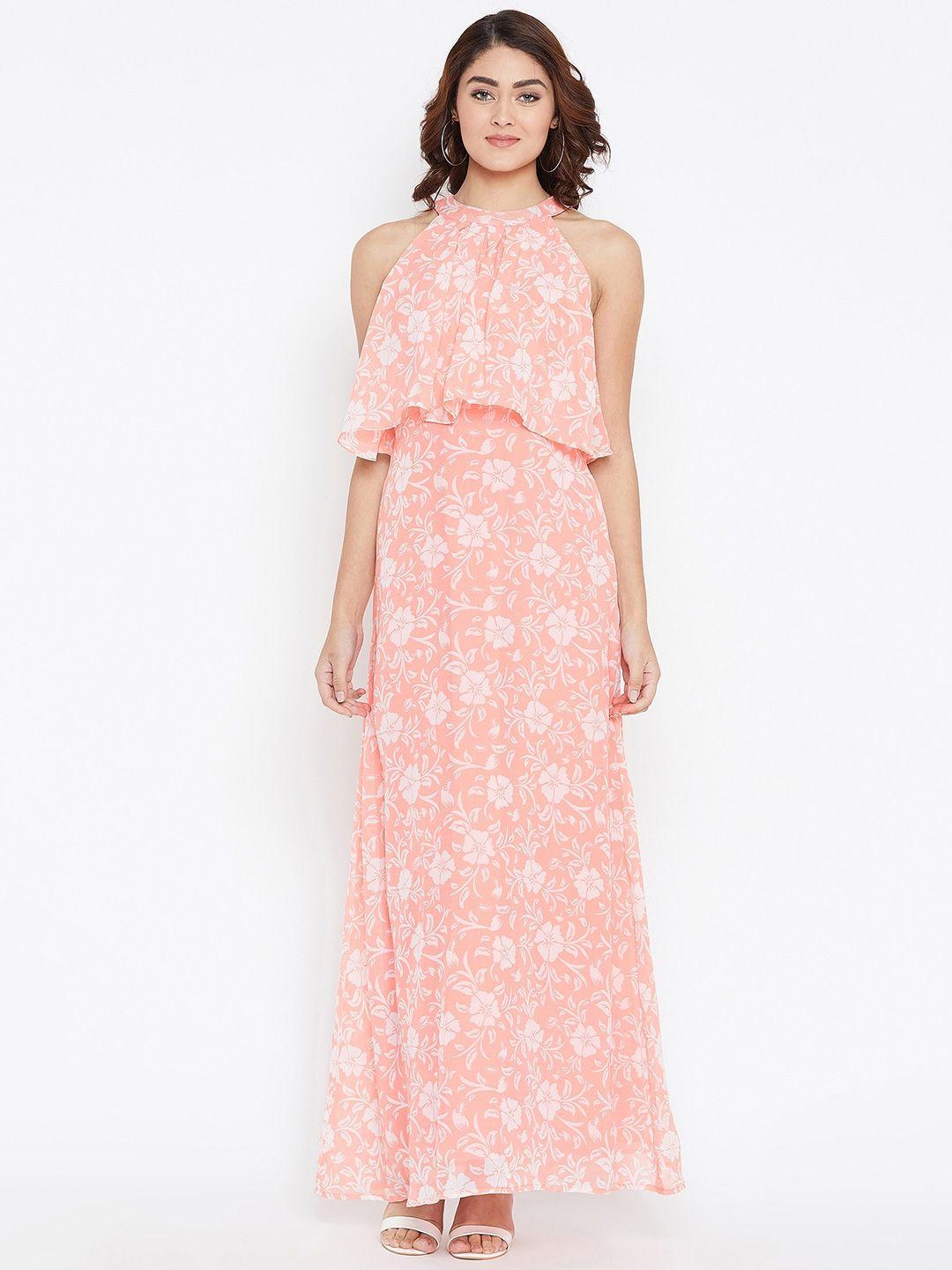 la zoire pink floral georgette maxi dress