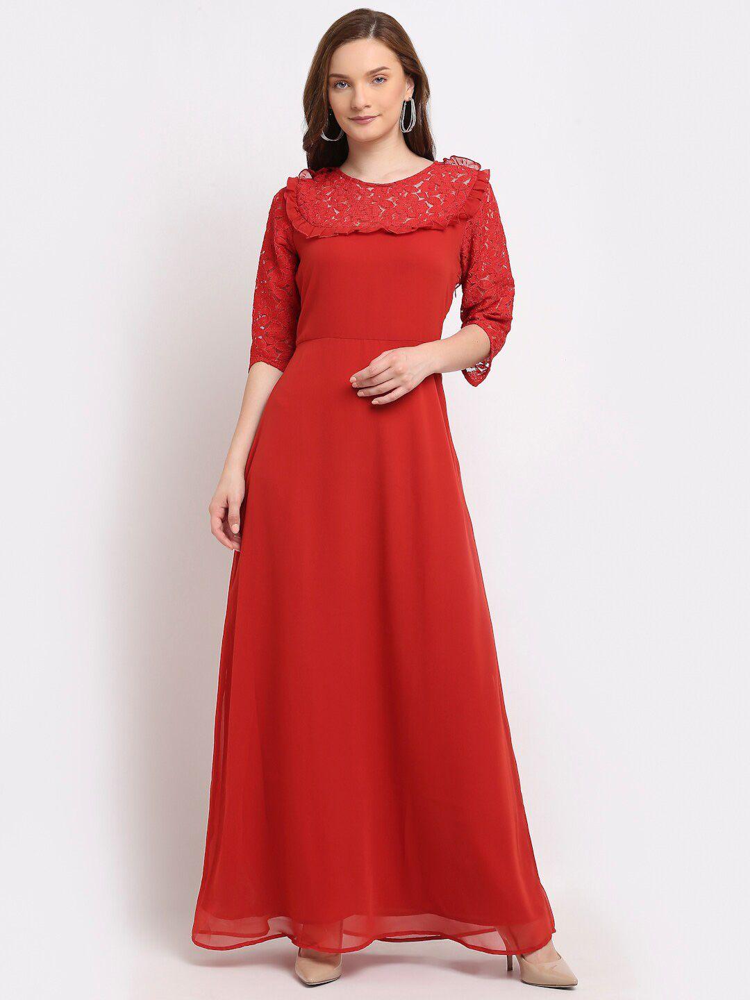 la zoire red georgette maxi dress