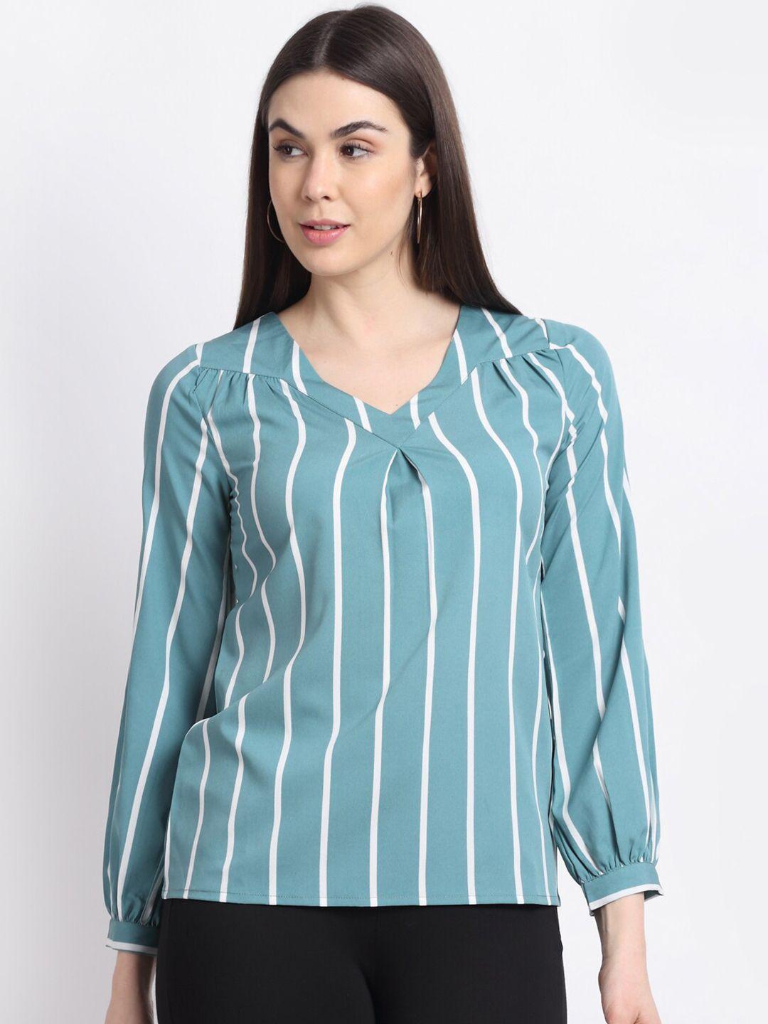 la zoire teal striped georgette top