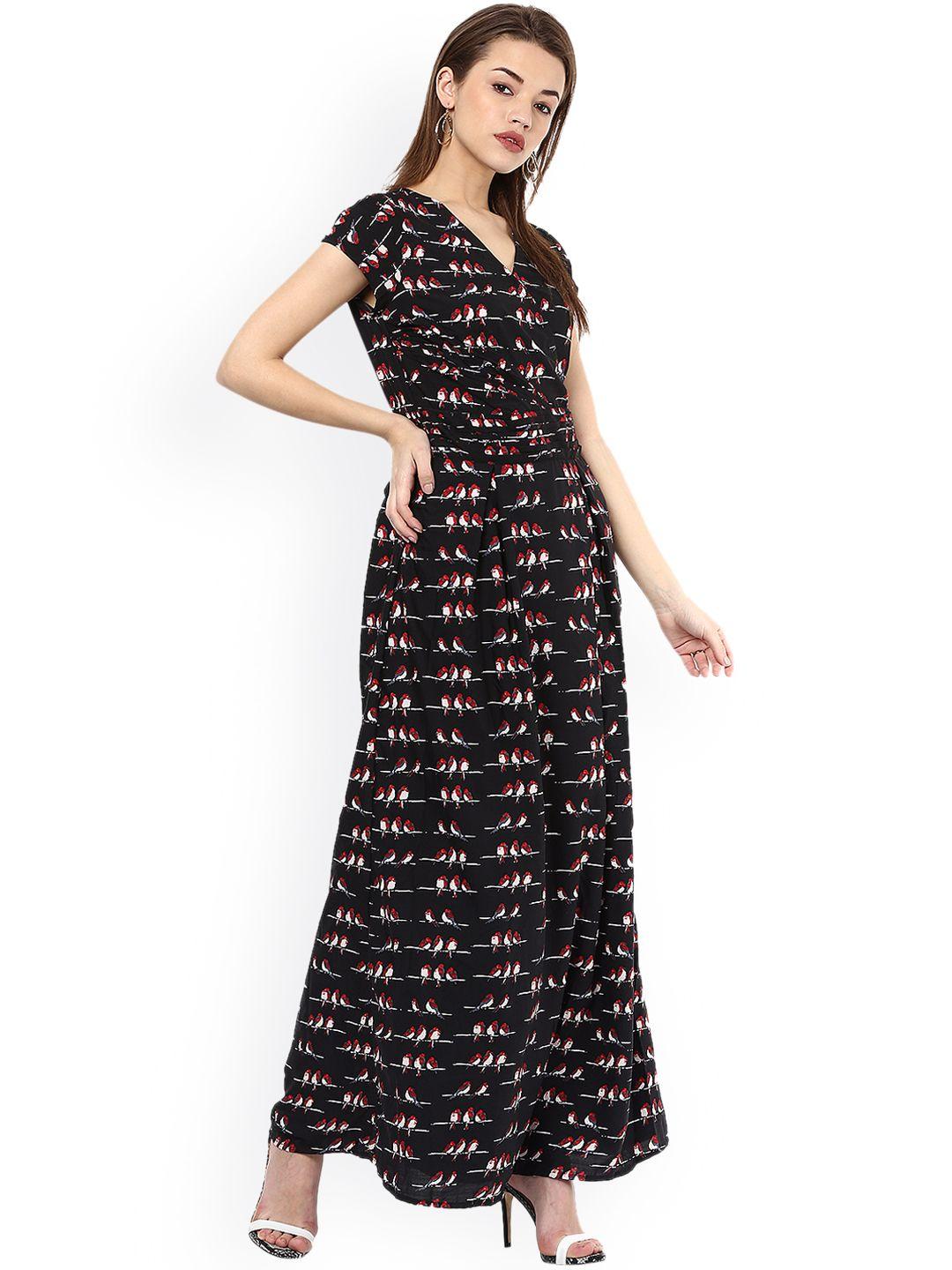 la zoire women black printed maxi dress