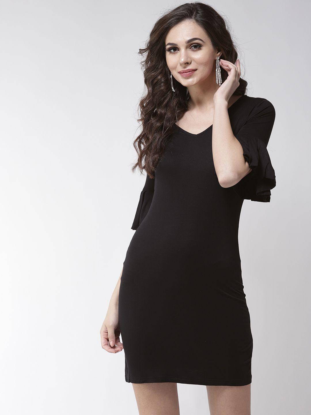 la zoire women black solid bodycon dress