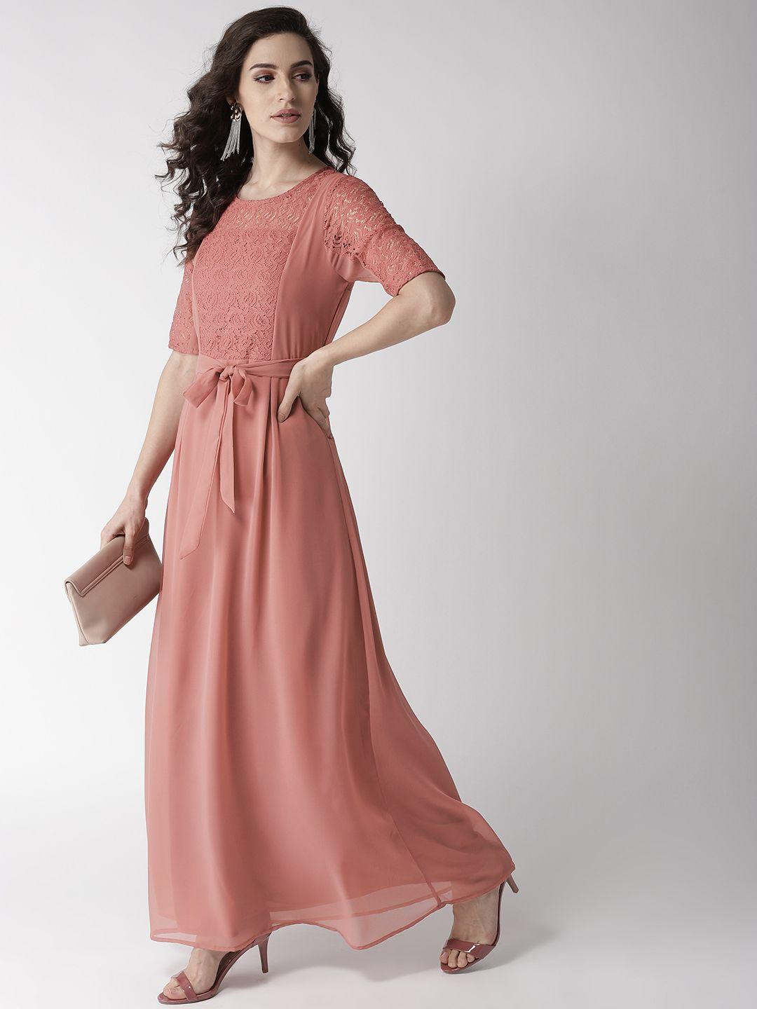 la zoire women dusty pink solid maxi dress