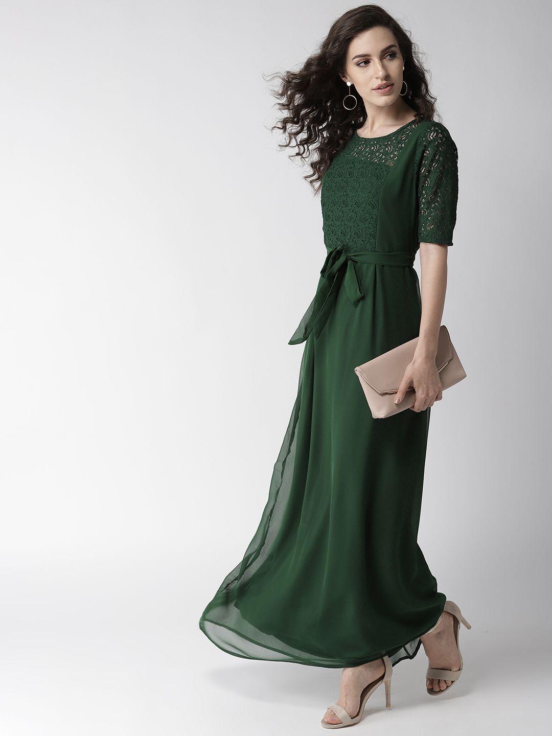 la zoire women green solid maxi dress