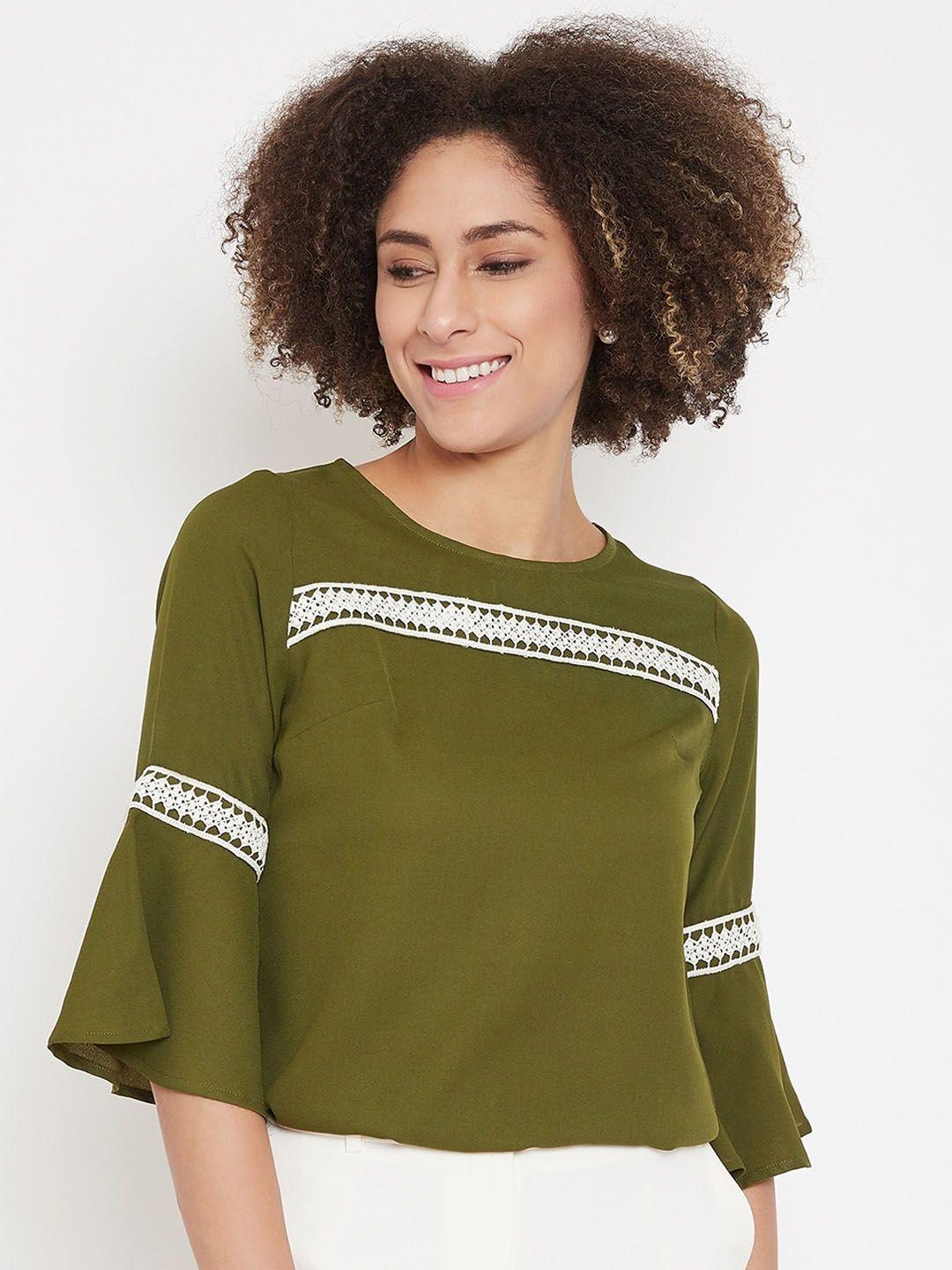 la zoire women olive green solid top