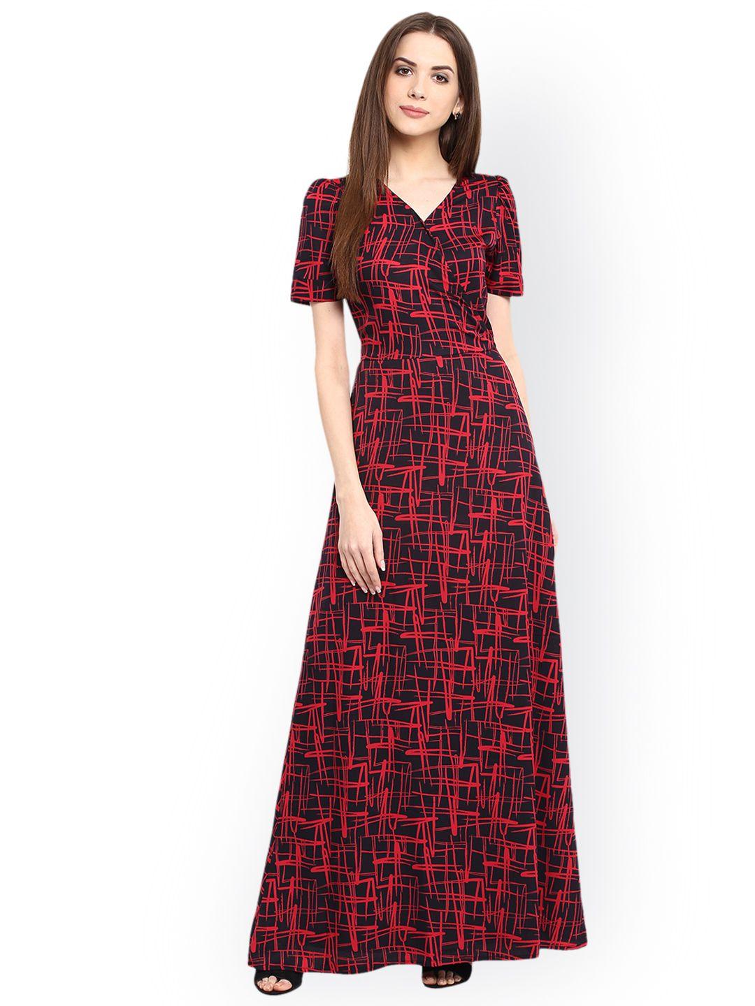 la zoire women red printed maxi dress