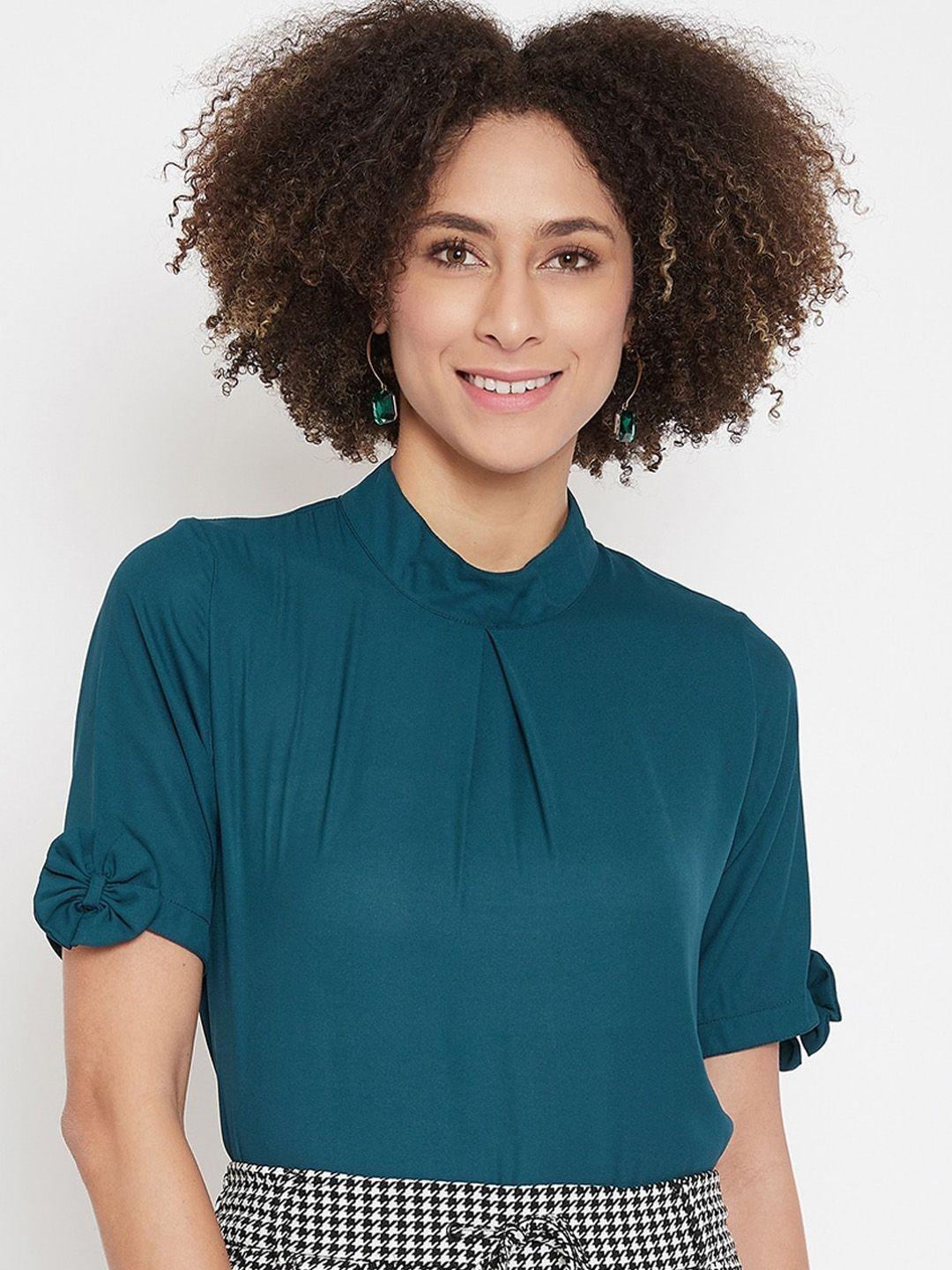 la zoire women teal blue solid top