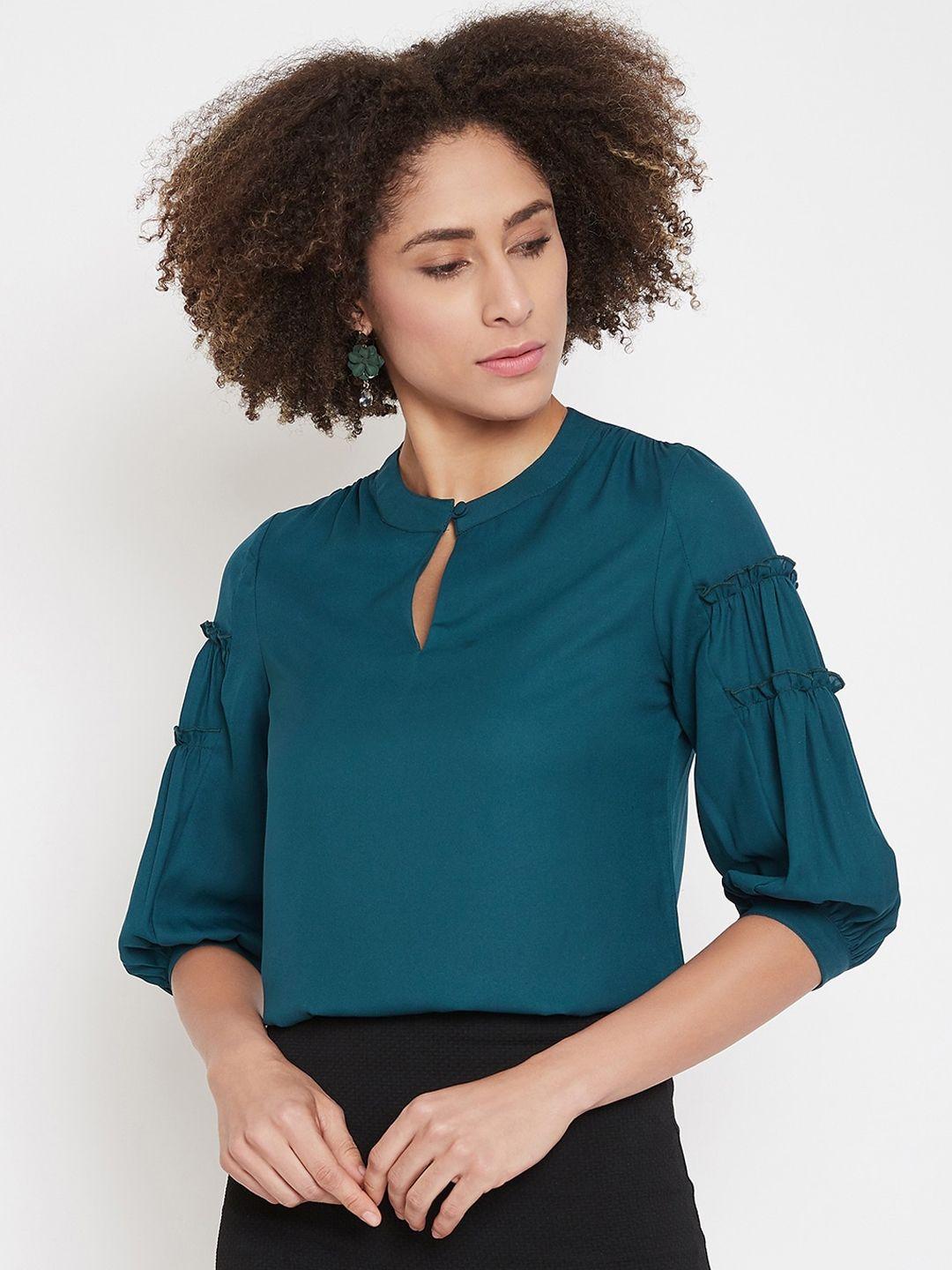 la zoire women teal blue solid top