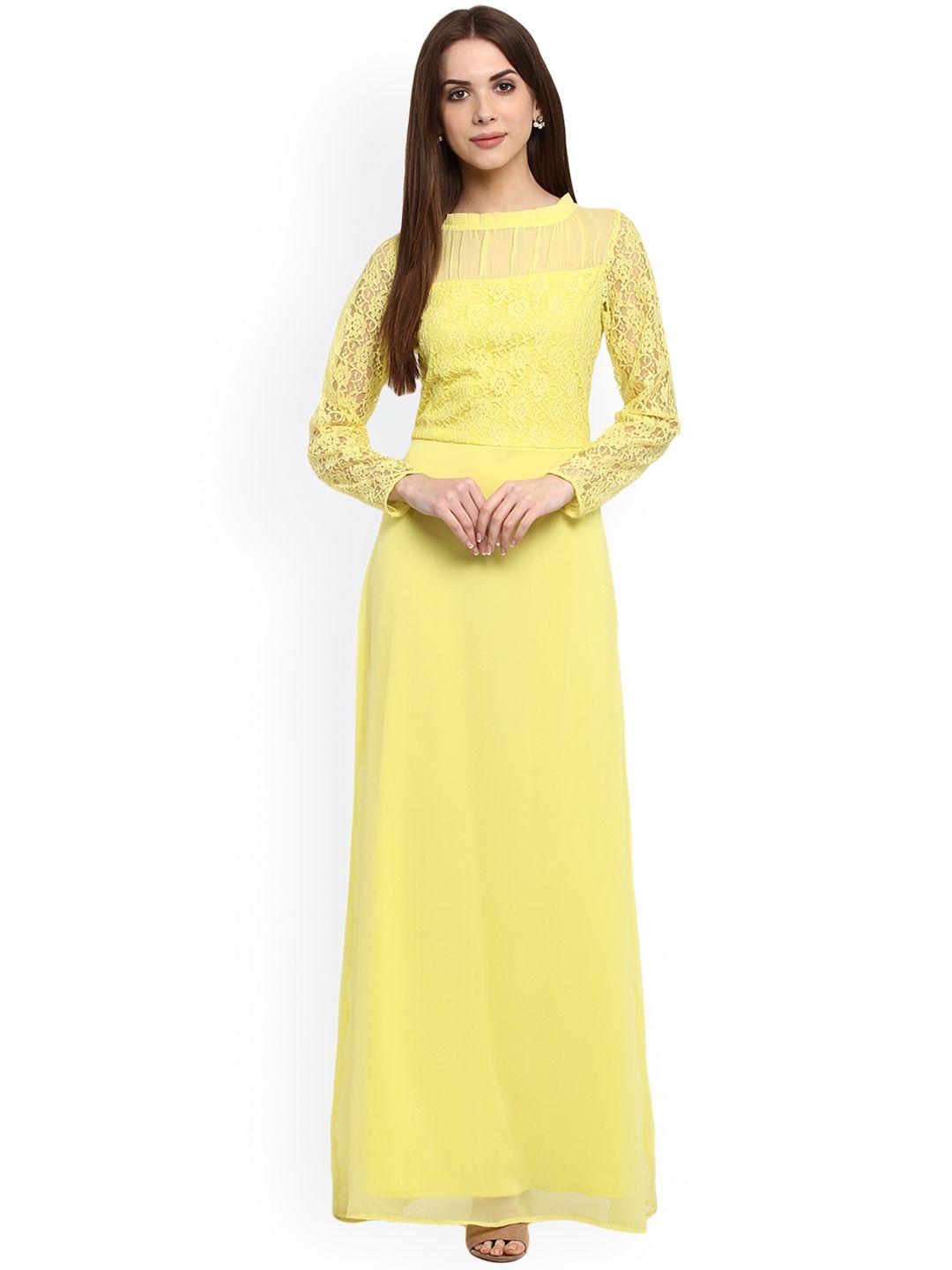la zoire women yellow solid maxi dress