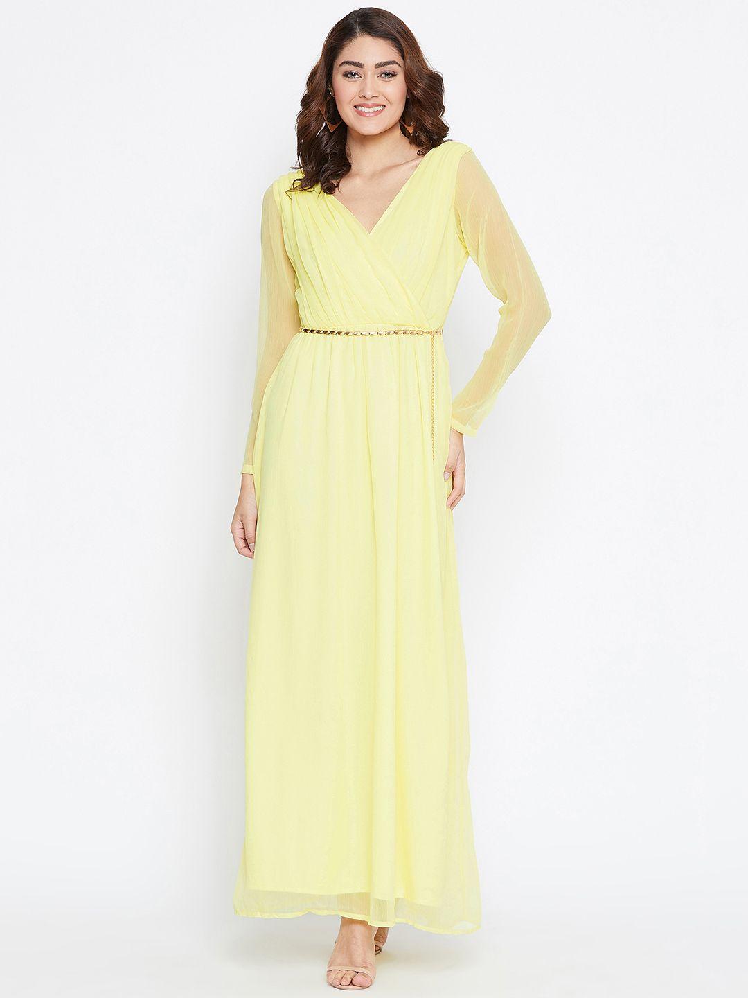 la zoire women yellow solid maxi dress