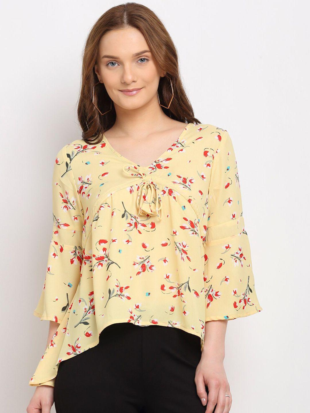 la zoire yellow & red floral printed high-low top