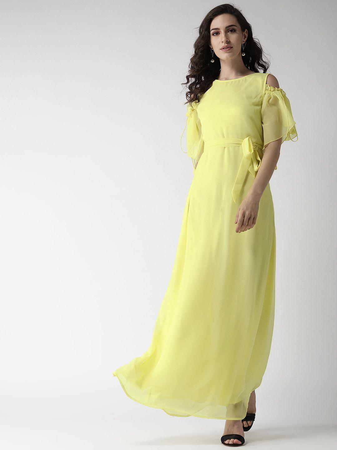 la zoire yellow georgette maxi dress