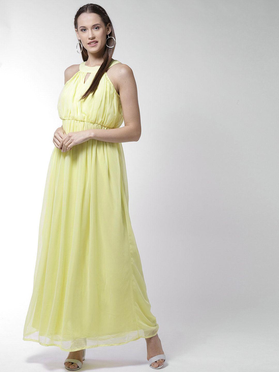 la zoire yellow georgette maxi dress