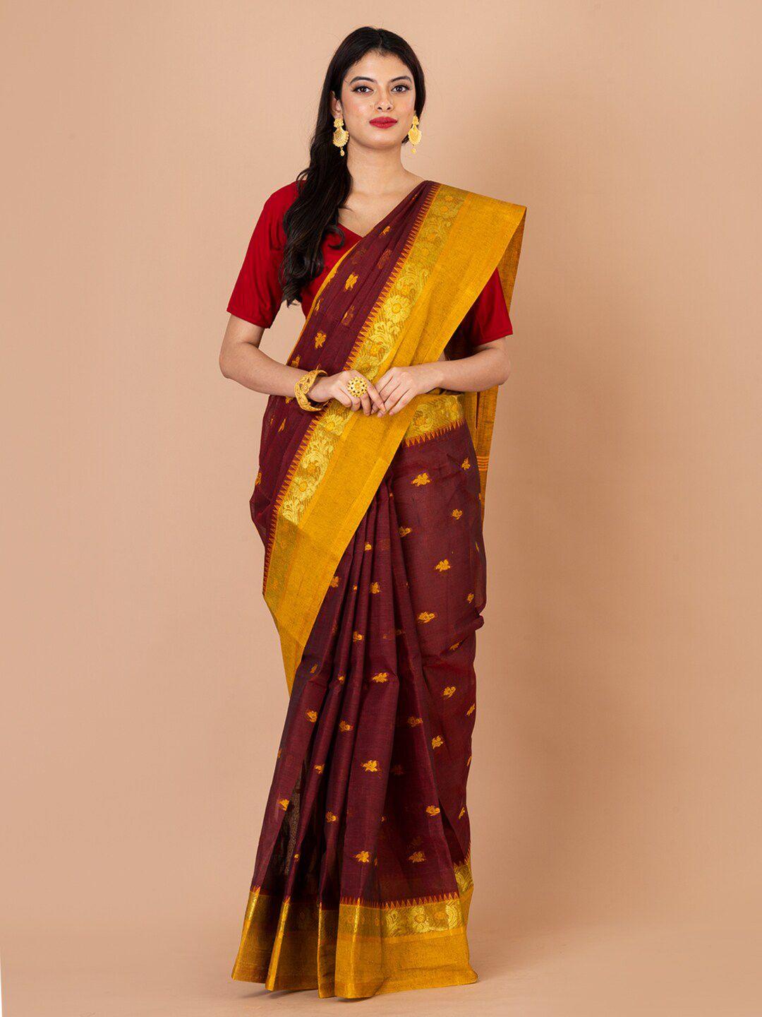 laa calcutta ethnic motifs woven design zari pure cotton taant saree