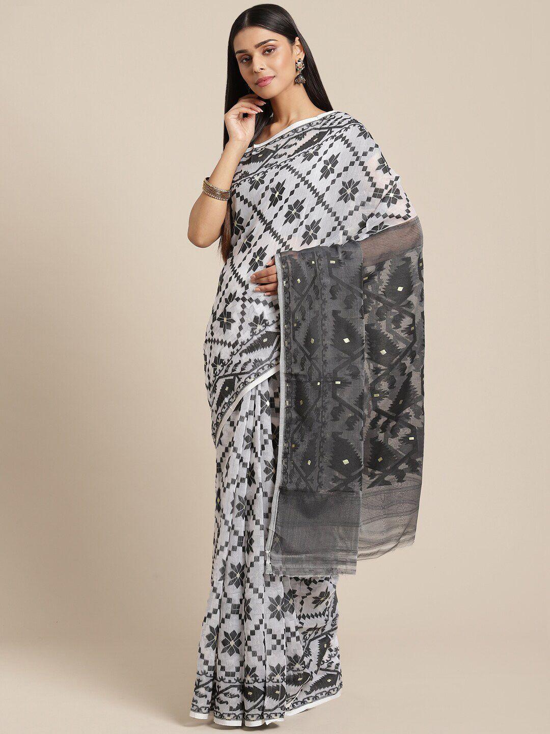 laa calcutta floral woven design jamdani saree