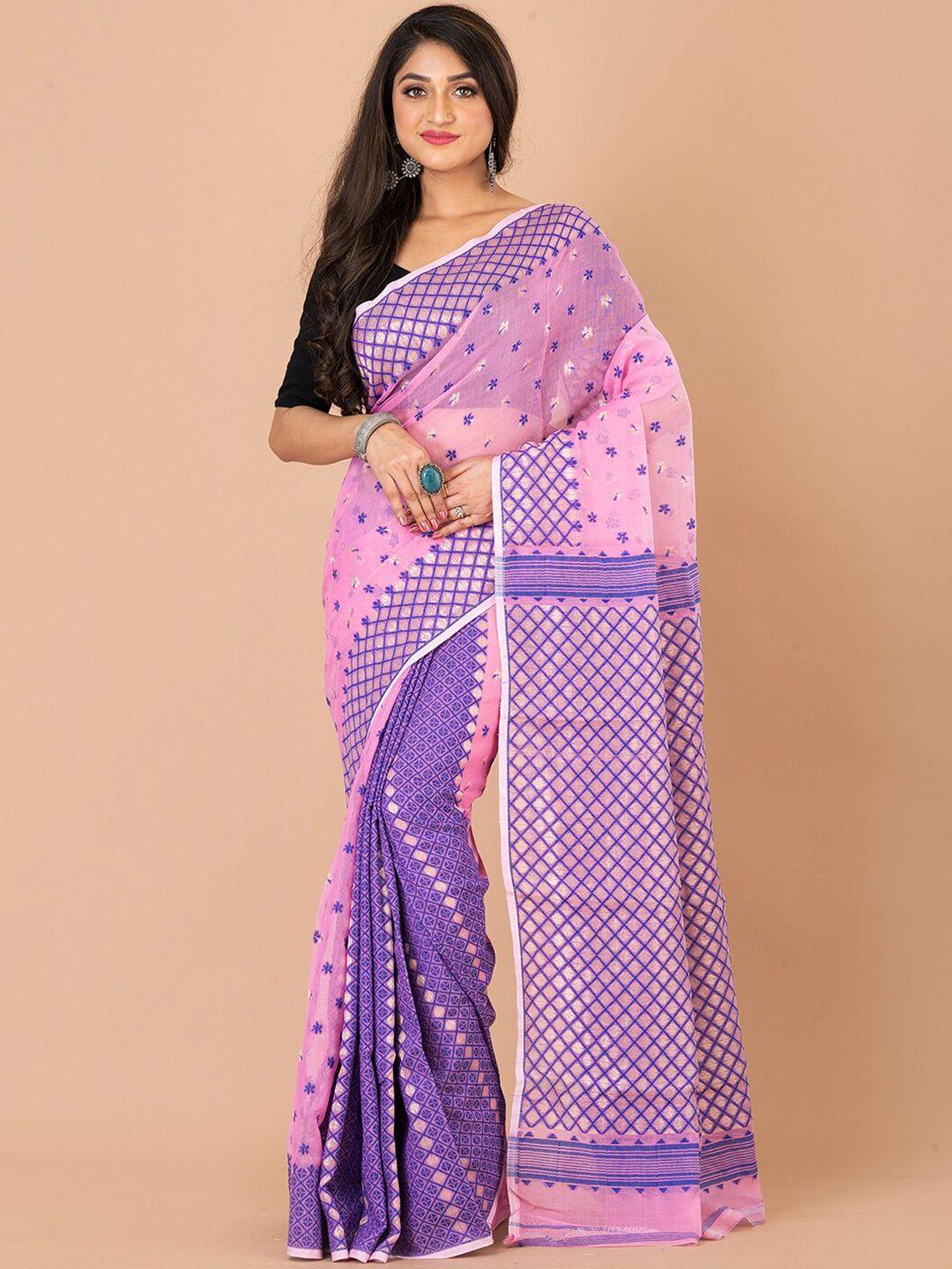 laa calcutta ethnic motifs printed silk cotton jamdani saree
