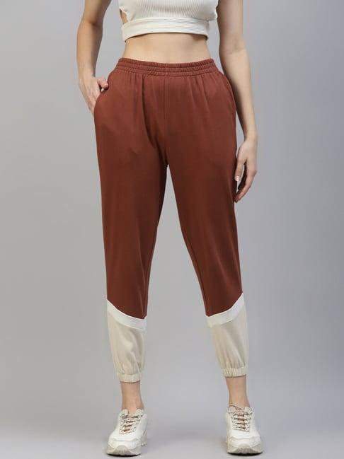 laabha brown cotton track pants