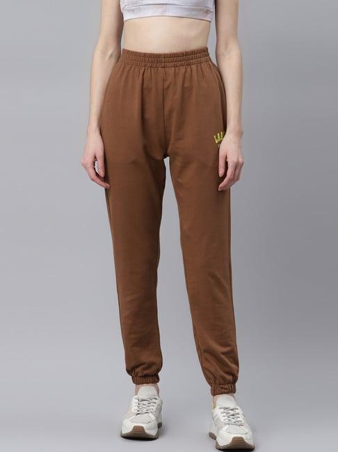 laabha brown mid rise track pants