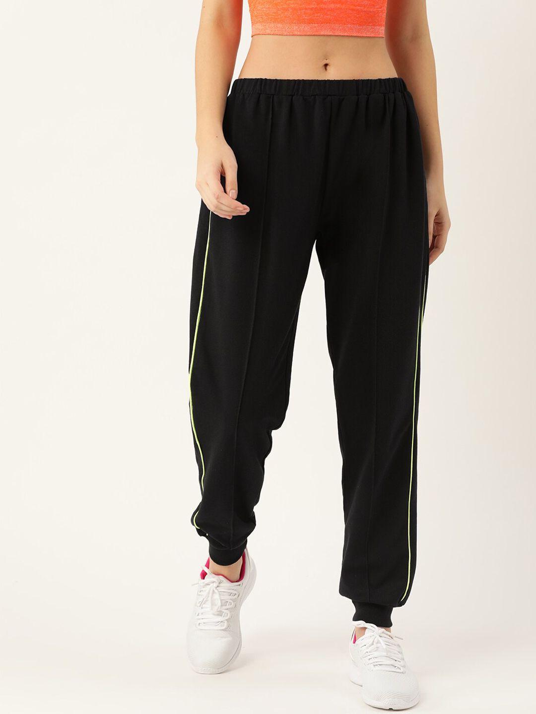 laabha women black solid joggers