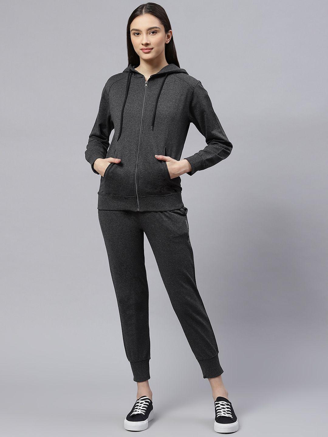 laabha women charcoal black solid tracksuits