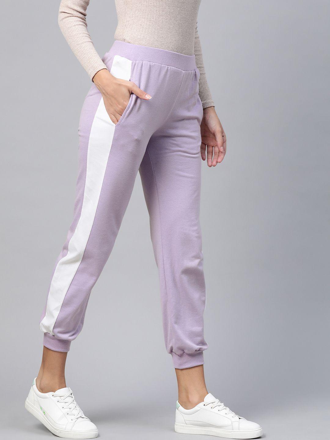laabha women lavender solid cropped joggers