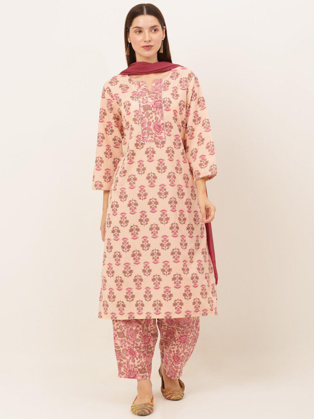 laado - pamper yourself floral printed kurta with trousers & dupatta