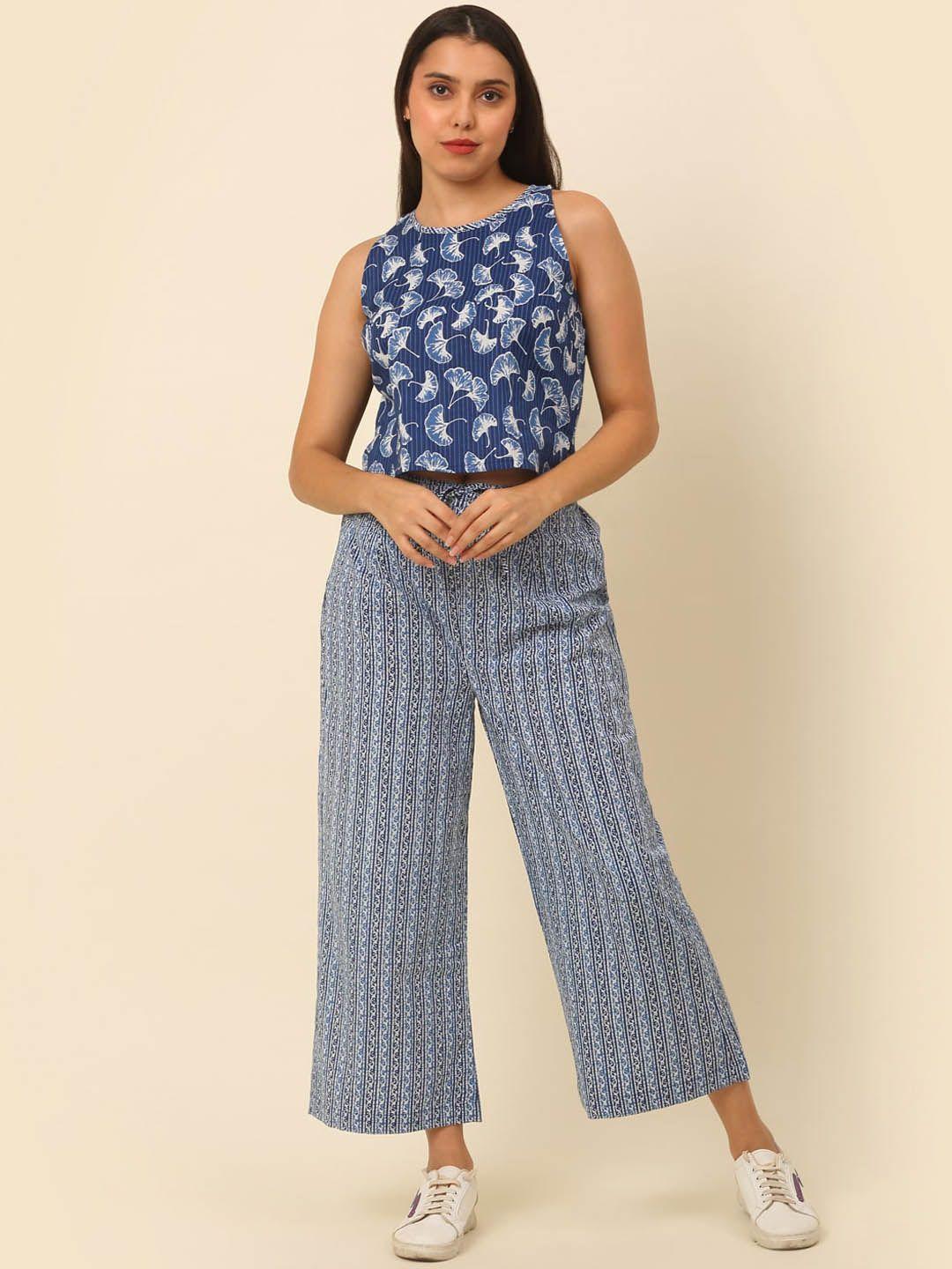 laado - pamper yourself printed pure cotton top with trousers