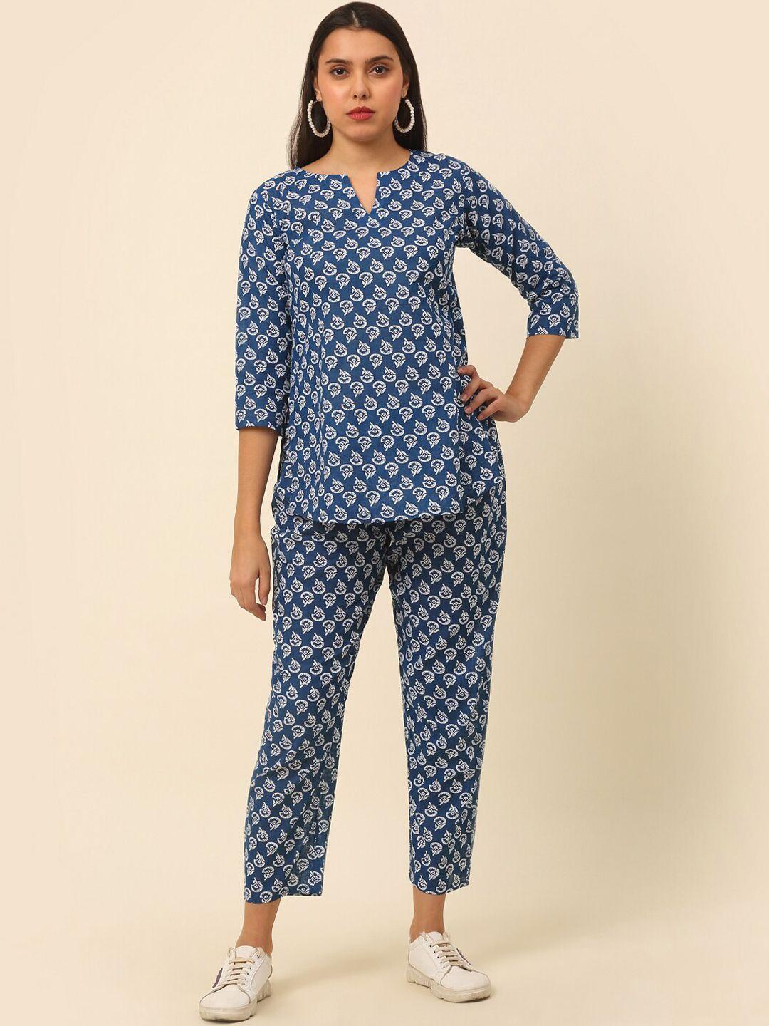 laado - pamper yourself printed pure cotton tunic with trousers