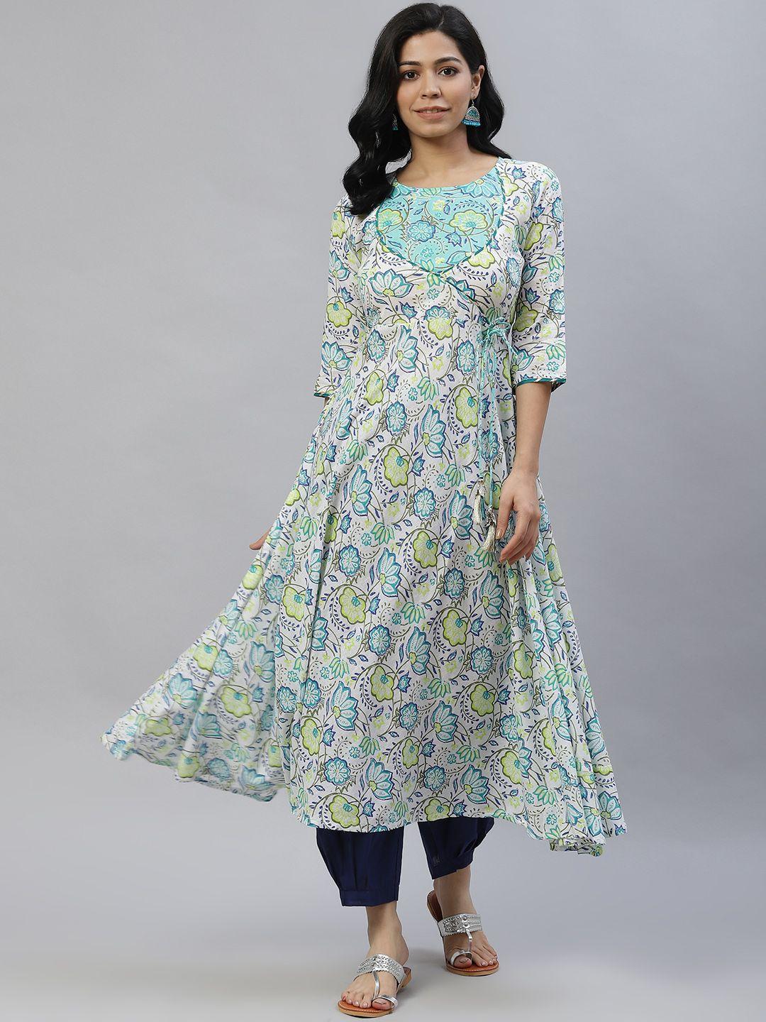 laado - pamper yourself women green floral printed kurta