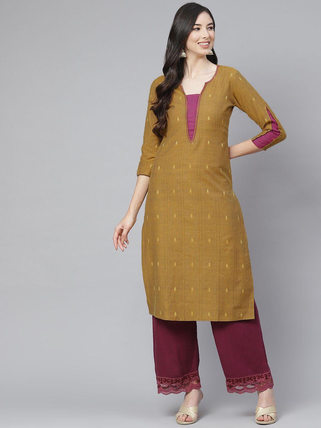 laado - pamper yourself women mustard yellow handloom kurta