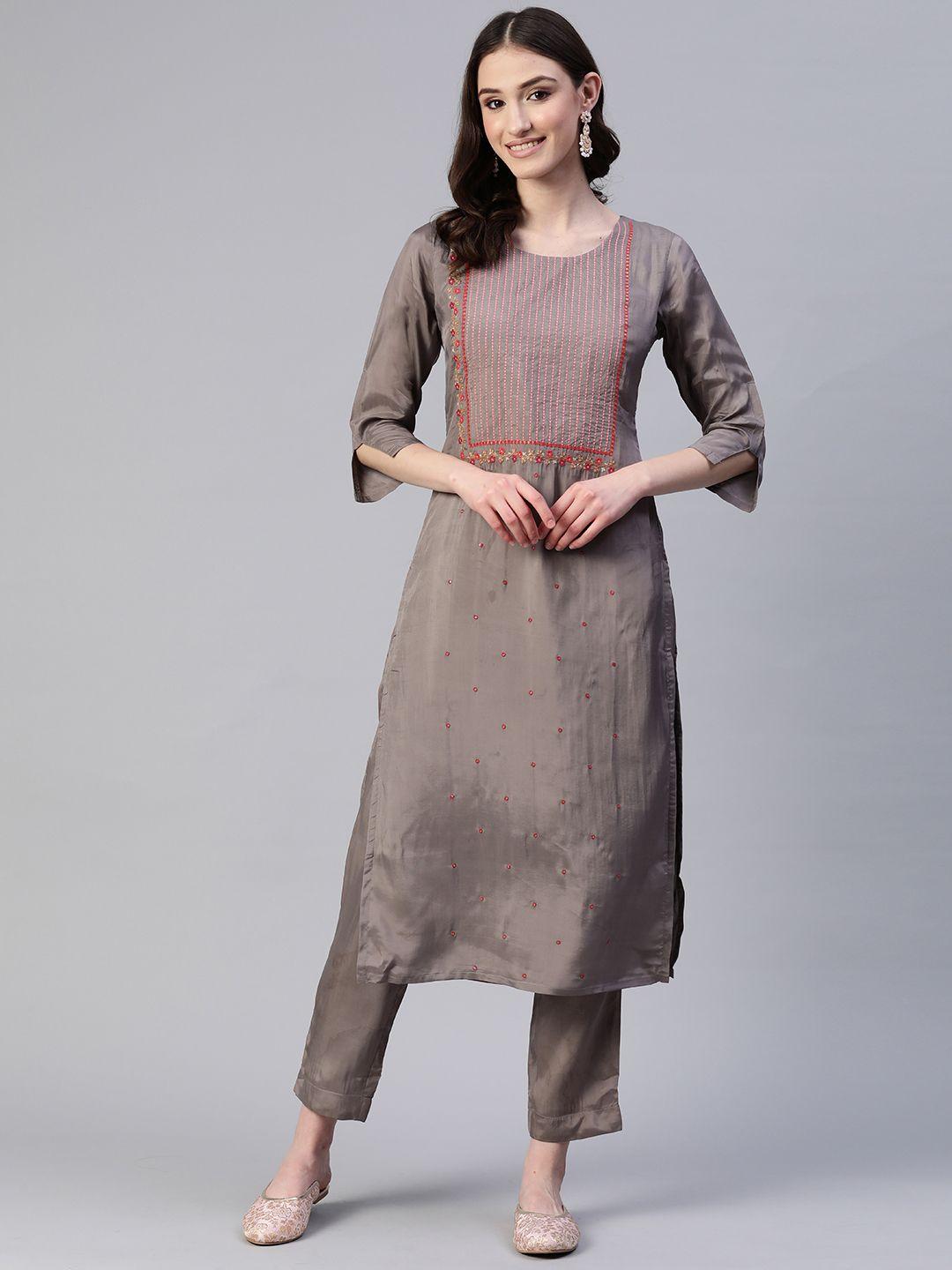 laakhi embroidered straight kurta with trousers