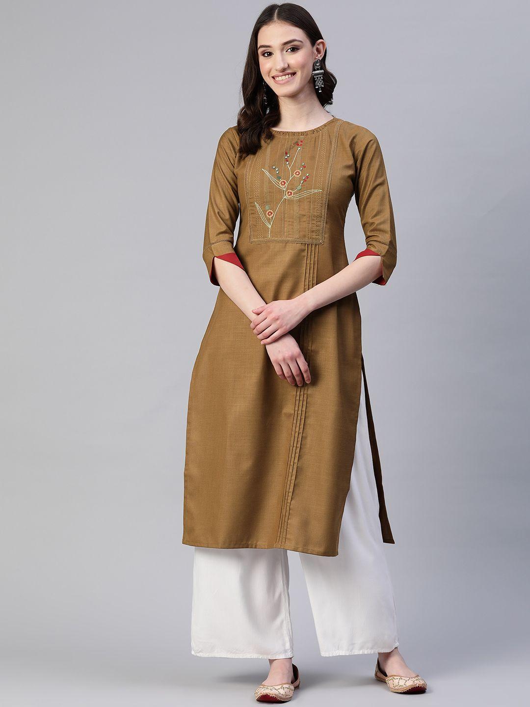 laakhi floral embroidered pure cotton kurta