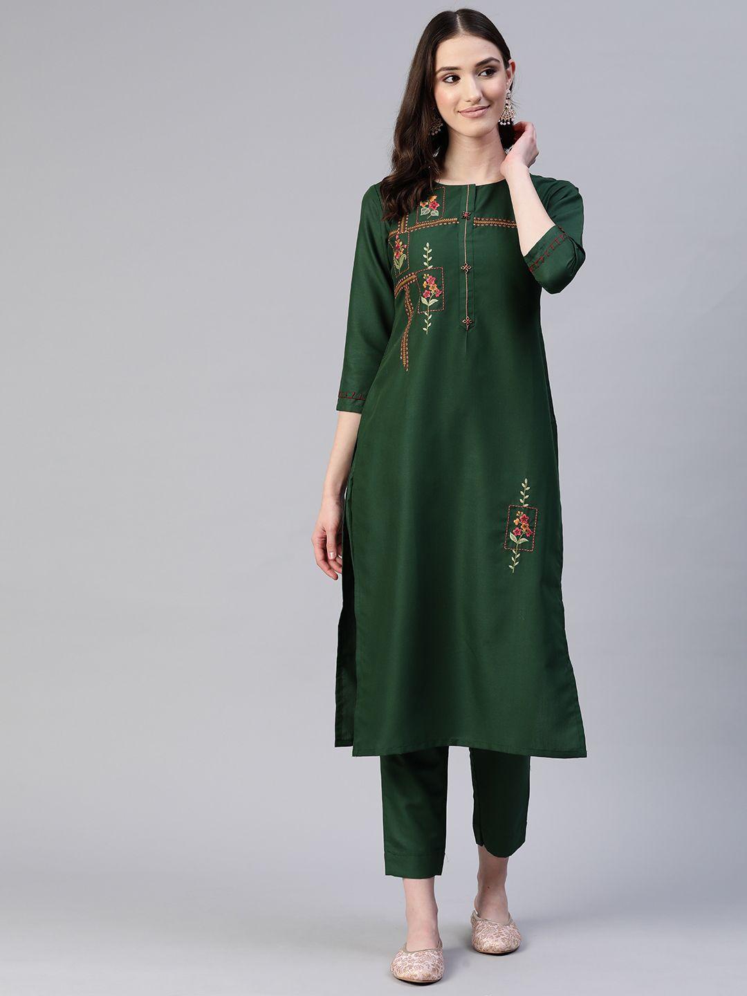 laakhi floral embroidered straight kurta with trousers