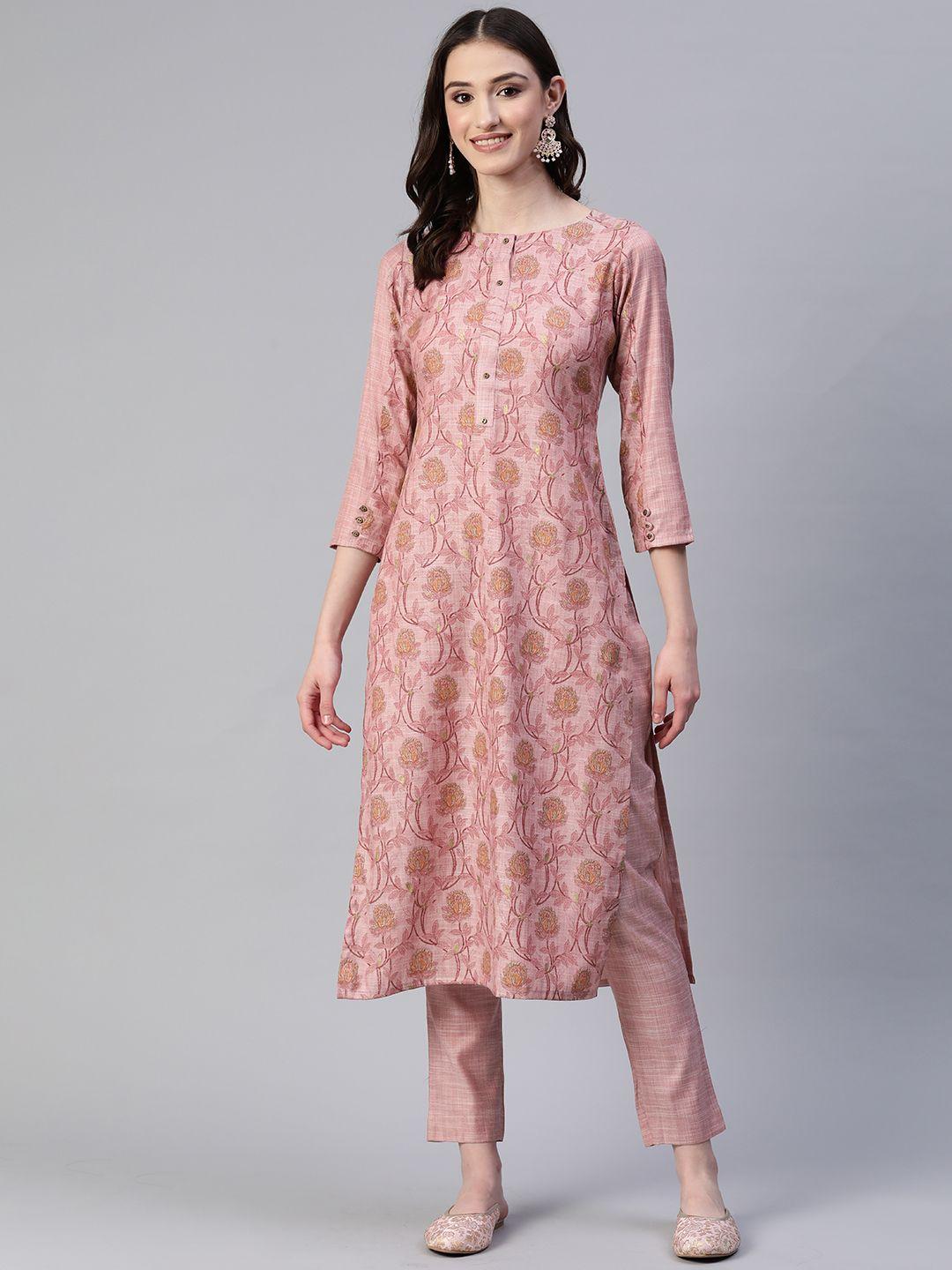 laakhi floral printed straight kurta with trousers