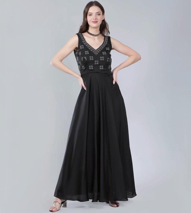 laalzari black anarkali gown