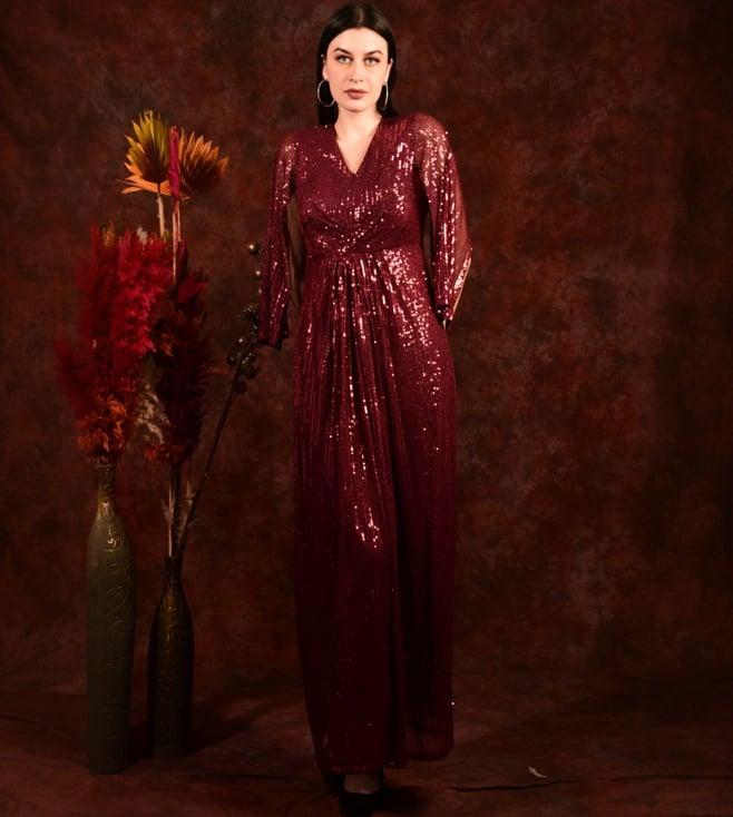 laalzari deep red fitted gown