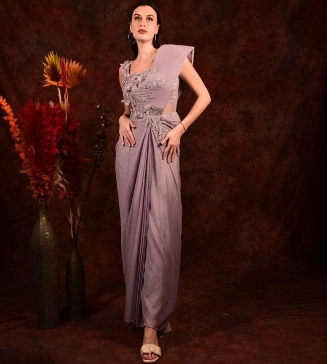 laalzari lavender indo western gown