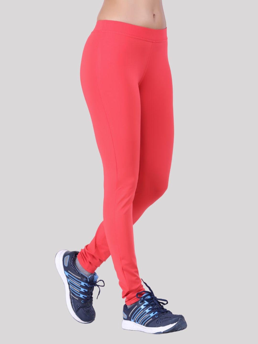 laasa  sports women red solid rapid-dry tights