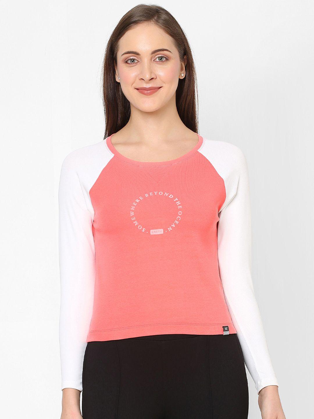 laasa-sports-women-peach-coloured-&-white-t-shirt