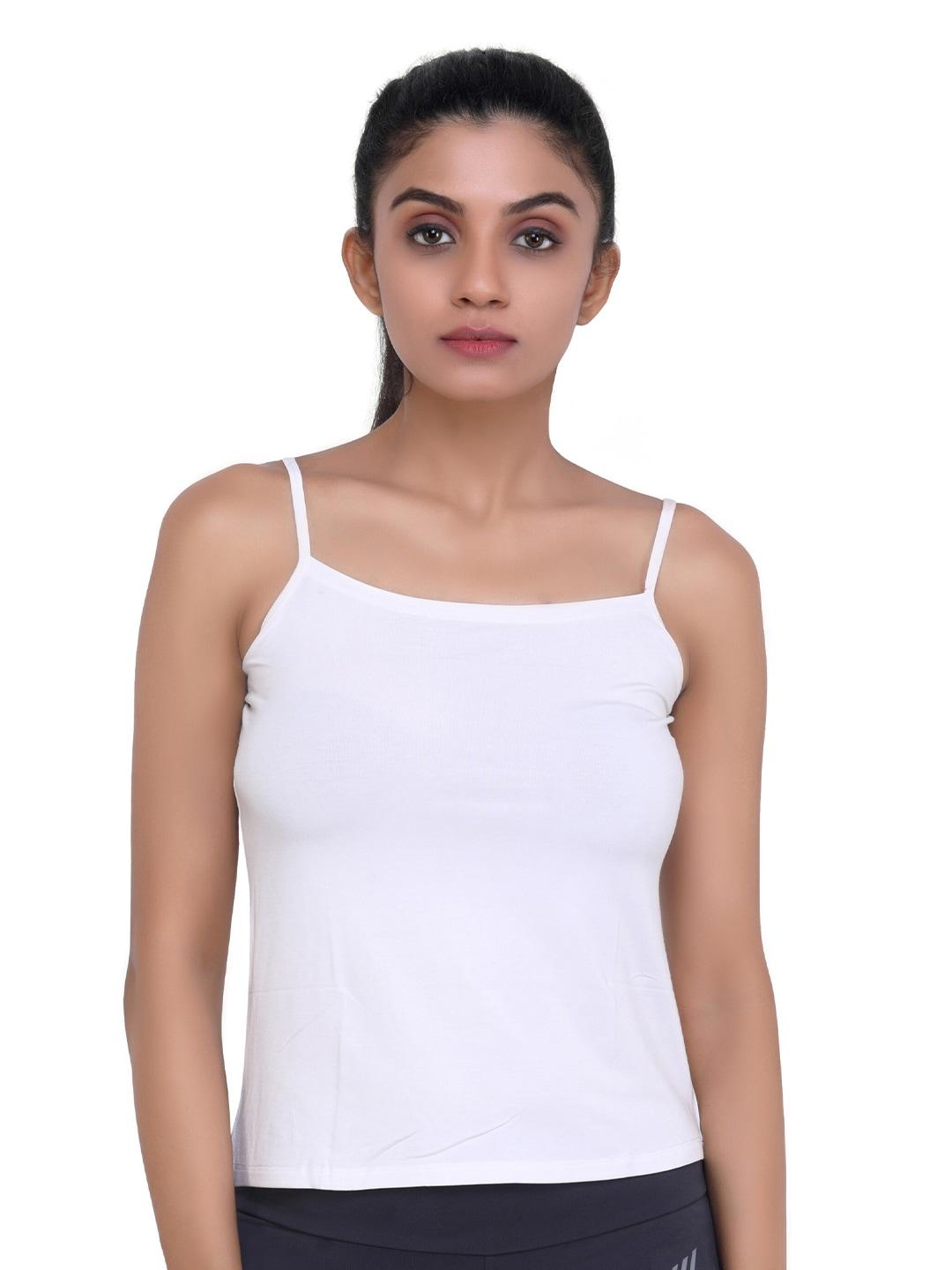 laasa sports women white solid sports camisole