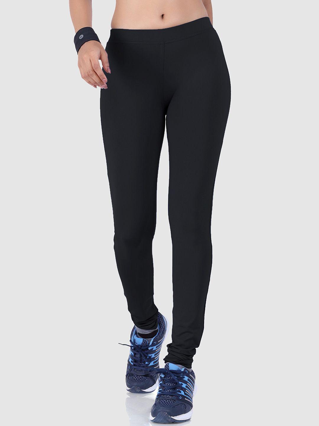 laasa  sports women black skinny fit rapid dry activewear tights