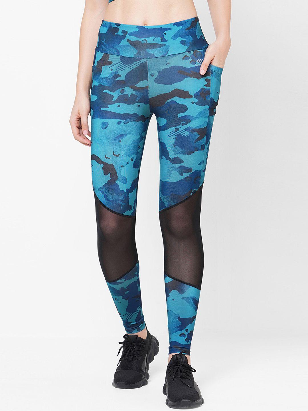 laasa  sports women dry-fit printed high-rise sports tights