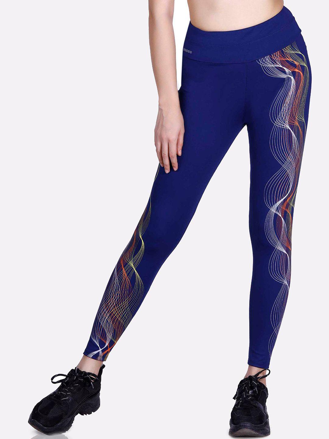 laasa  sports women navy blue printed track pant