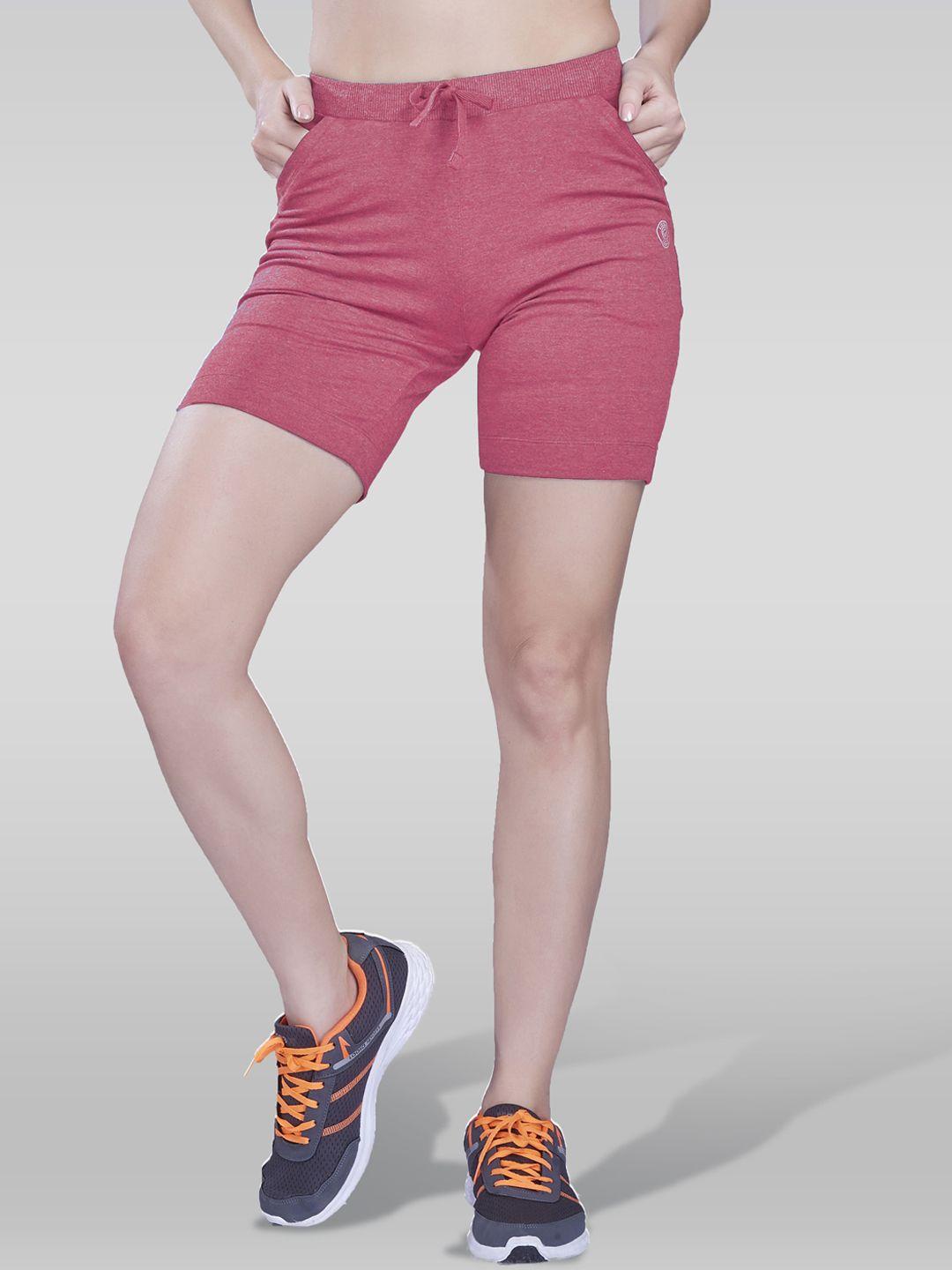 laasa  sports women slim fit mid rise dri-fit cotton sports shorts