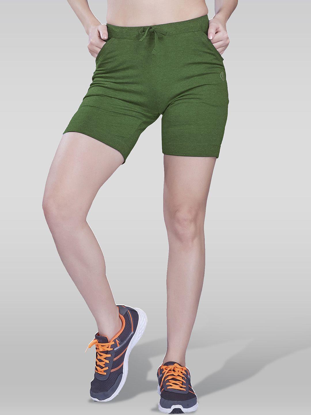 laasa  sports women slim fit mid rise dri-fit cotton sports shorts