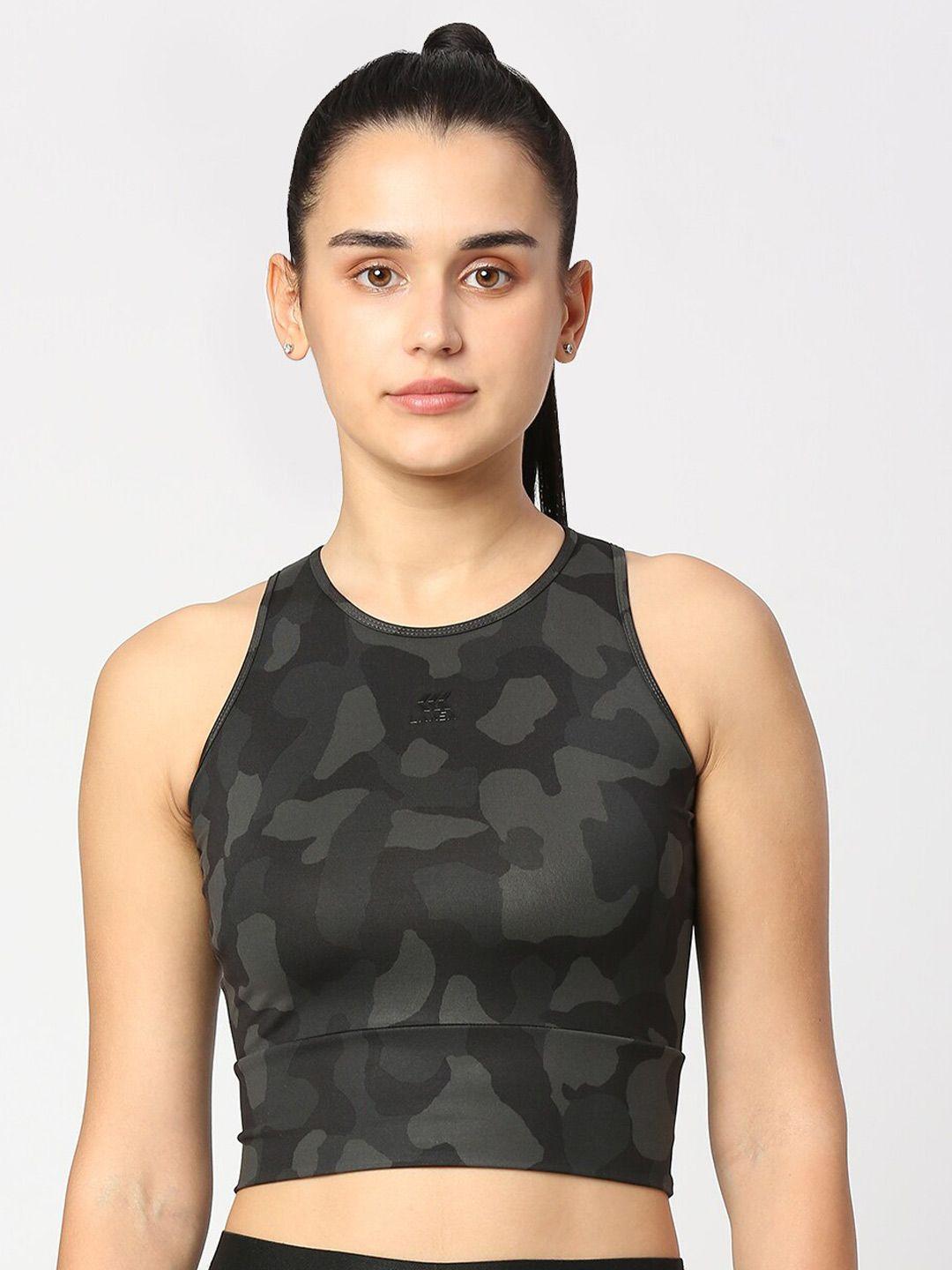 laasa sports abstract printed fitted crop top