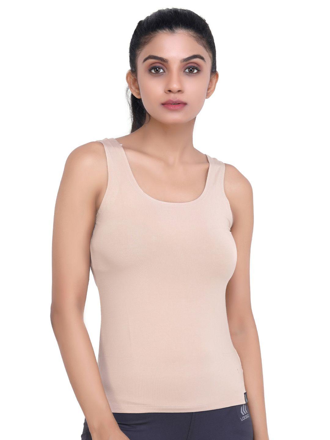 laasa sports beige gym tank top